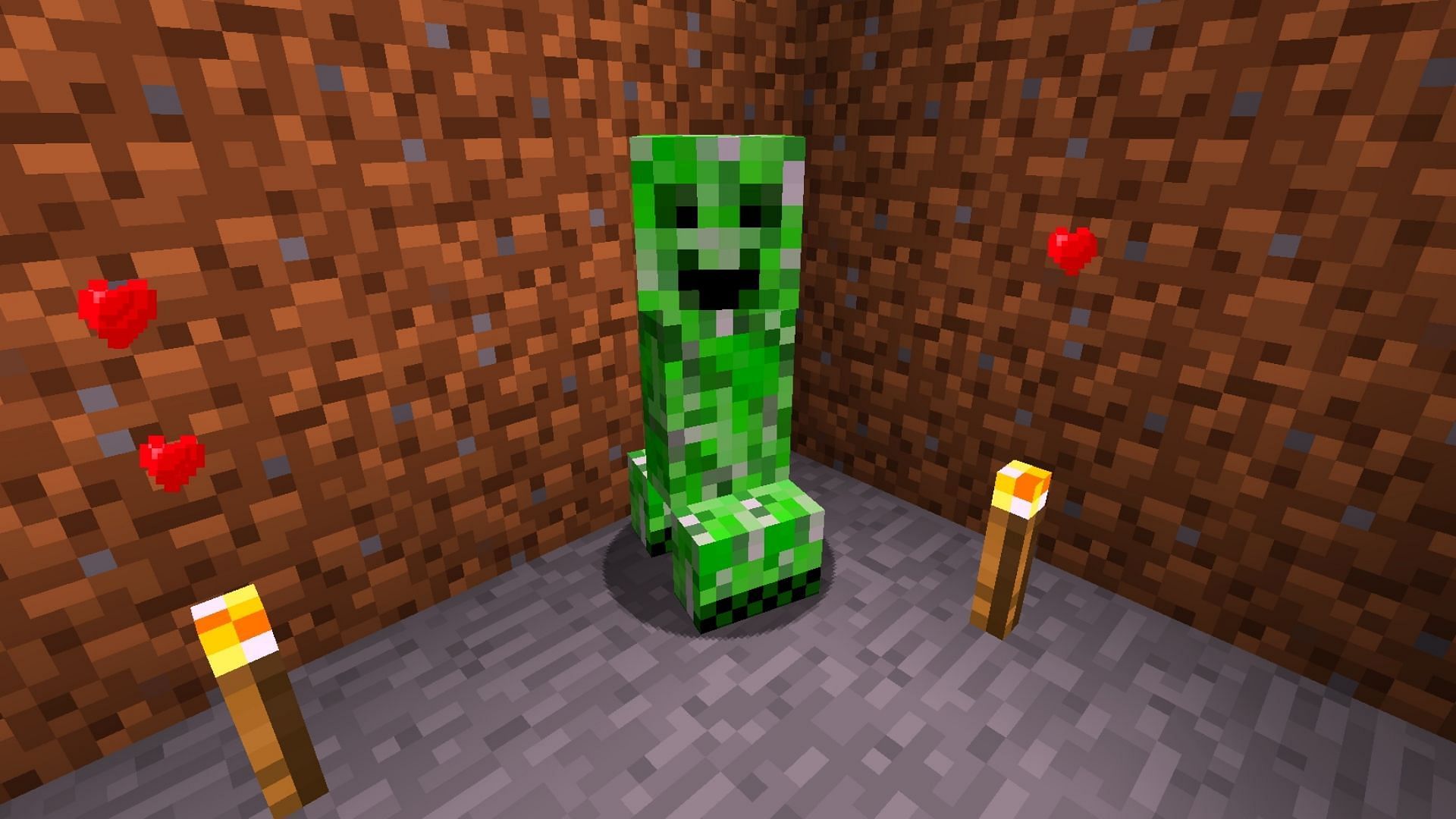 Smiling creeper was a fascinating variant of the exploding mob. (Image Minecraft Wiki || Mojang Studios)